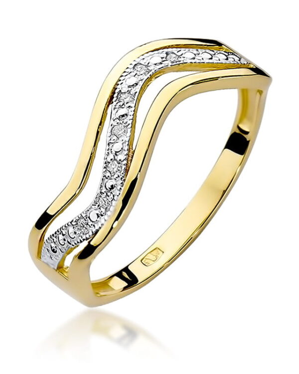 Pierścionek W116 z diamentami żółte złoto Jubiler Kraków BigDIAMOND