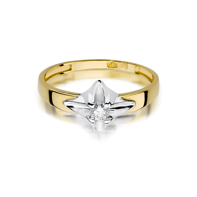 Pierścionek Diament 0,12ct żółte złoto 3 12ct żółte złoto Jubiler Kraków BigDIAMOND