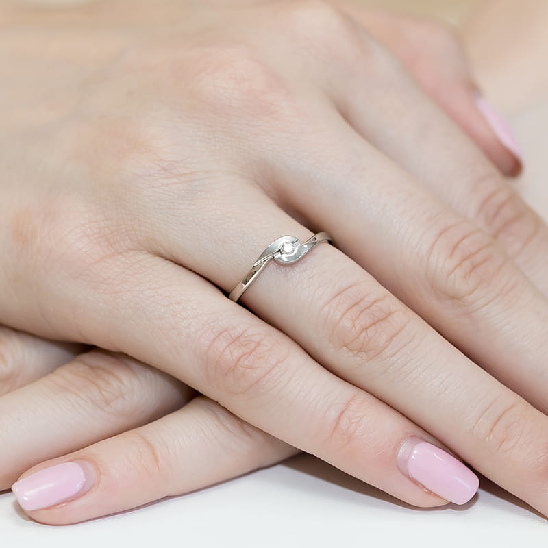Pierścionek Diament 0,05ct białe złoto 5 Pierścionek Diament 0,05ct białe złoto - obrazek 4