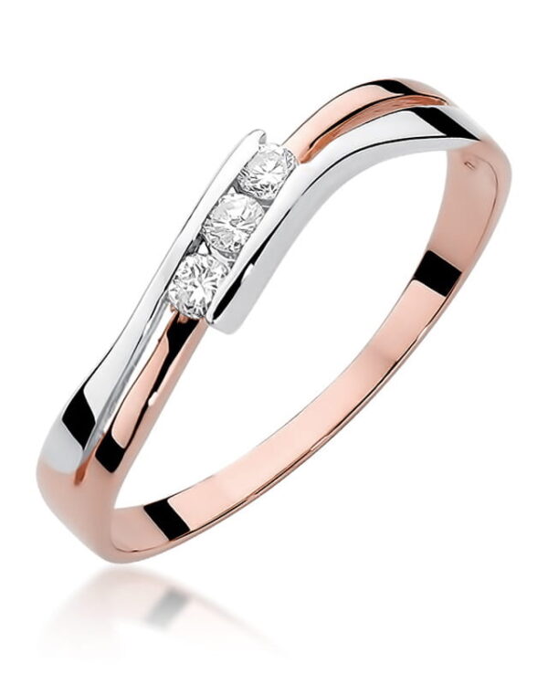 Pierścionek W159 z diamentami różowe złoto Jubiler Kraków BigDIAMOND