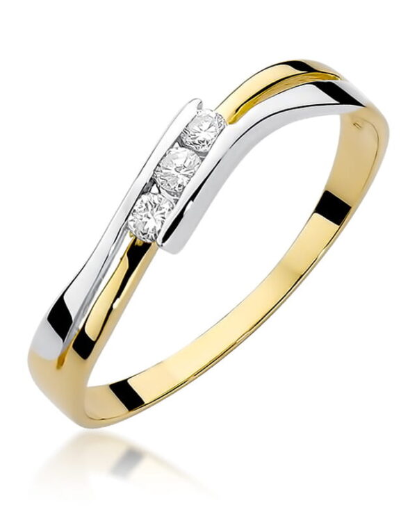 Pierścionek W159 z diamentami żółte złoto Jubiler Kraków BigDIAMOND