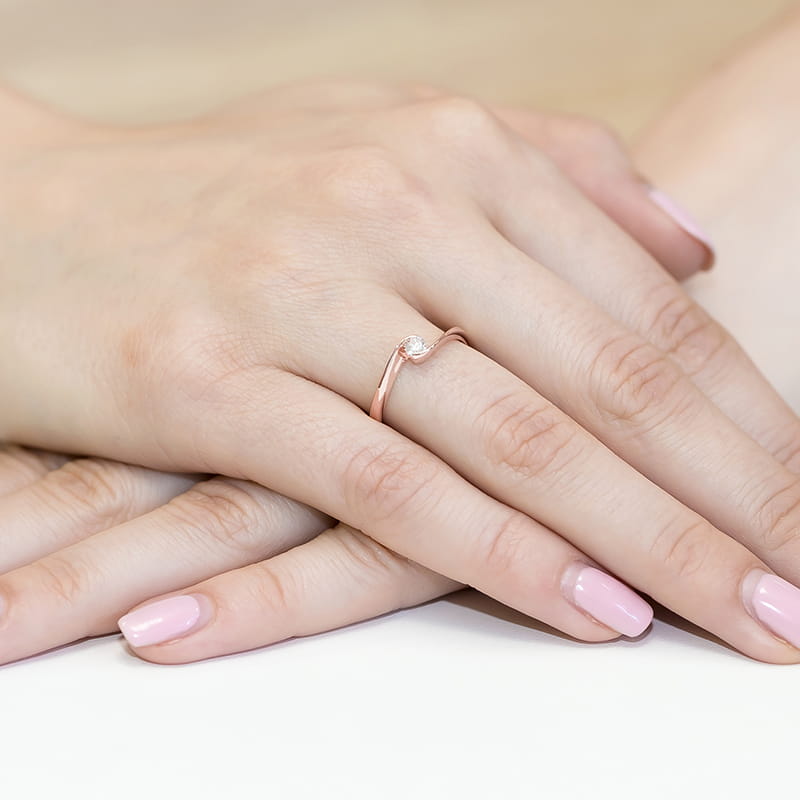 Pierścionek Diament 0,13ct różowe złoto 5 Pierścionek Diament 0,13ct różowe złoto - obrazek 4