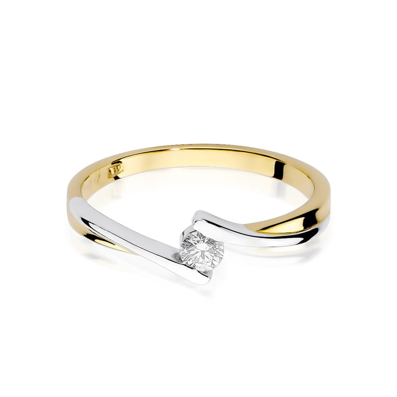 Pierścionek Diament 0,10ct żółte złoto 3 10ct żółte złoto Jubiler Kraków BigDIAMOND