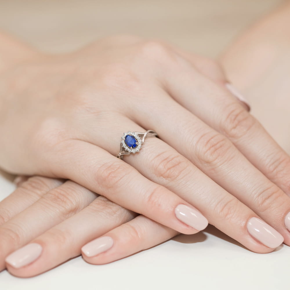 Pierścionek Szafir 0,70ct białe złoto 5 Pierścionek Szafir 0,70ct białe złoto - obrazek 4