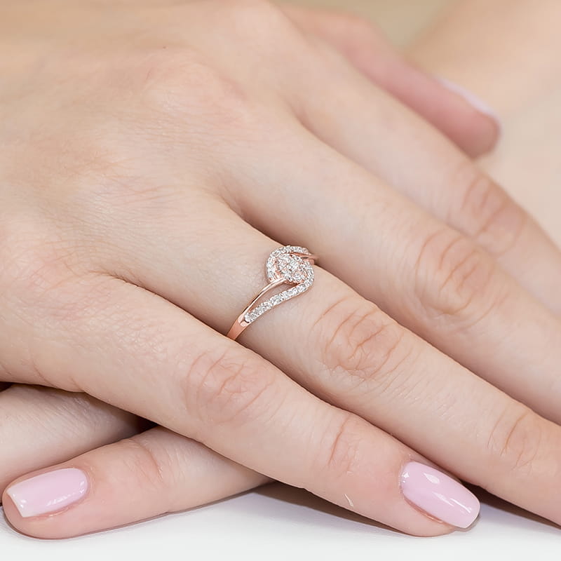 Pierścionek Diament 0,10ct różowe złoto 5 Pierścionek Diament 0,10ct różowe złoto - obrazek 4