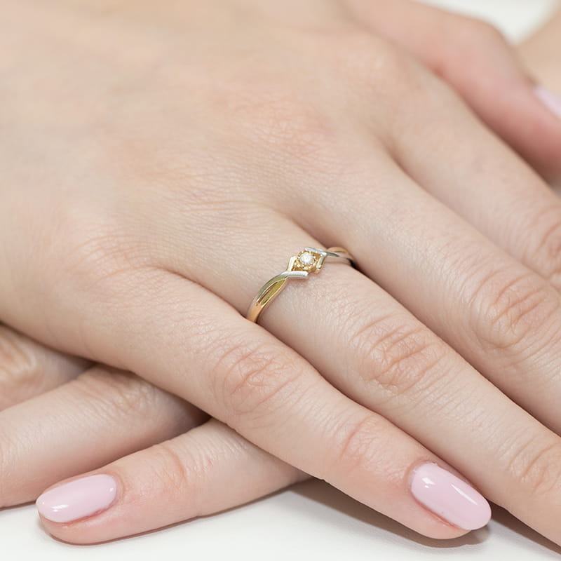 Pierścionek Diament 0,04ct żółte złoto 5 Pierścionek Diament 0,04ct żółte złoto - obrazek 4