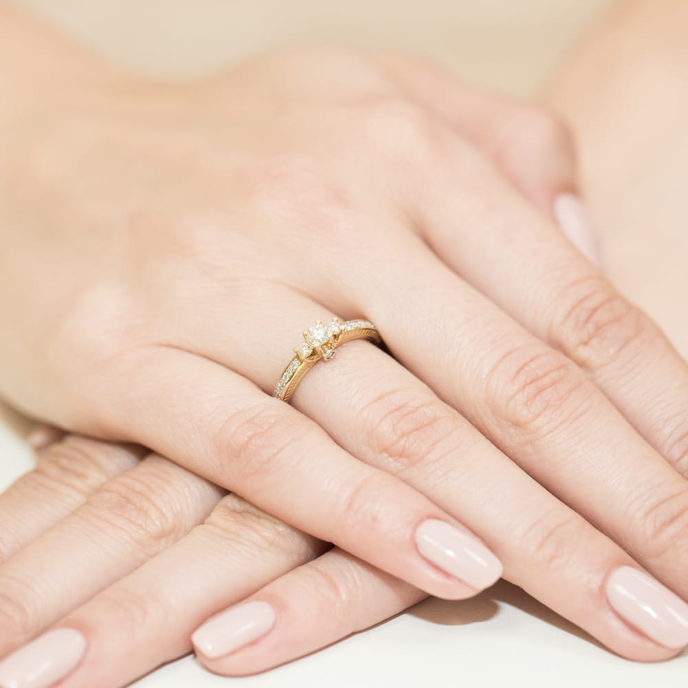 Pierścionek Diament 0,20ct żółte złoto 5 Pierścionek Diament 0,20ct żółte złoto - obrazek 4