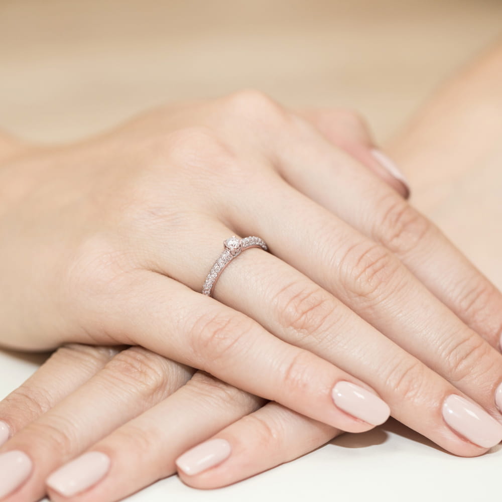 Pierścionek Diament 0,15ct różowe złoto 5 Pierścionek Diament 0,15ct różowe złoto - obrazek 4