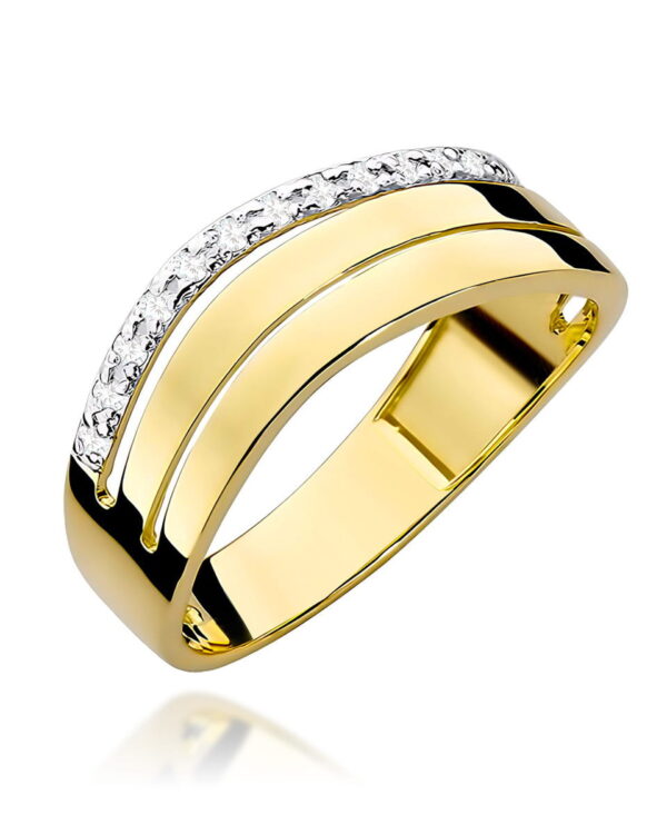 Pierścionek W214 z diamentami żółte złoto Jubiler Kraków BigDIAMOND