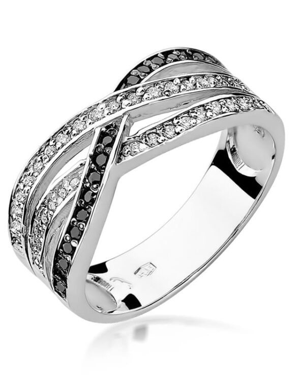 Pierścionek W215 z czarnymi diamentami białe złoto Jubiler Kraków BigDIAMOND