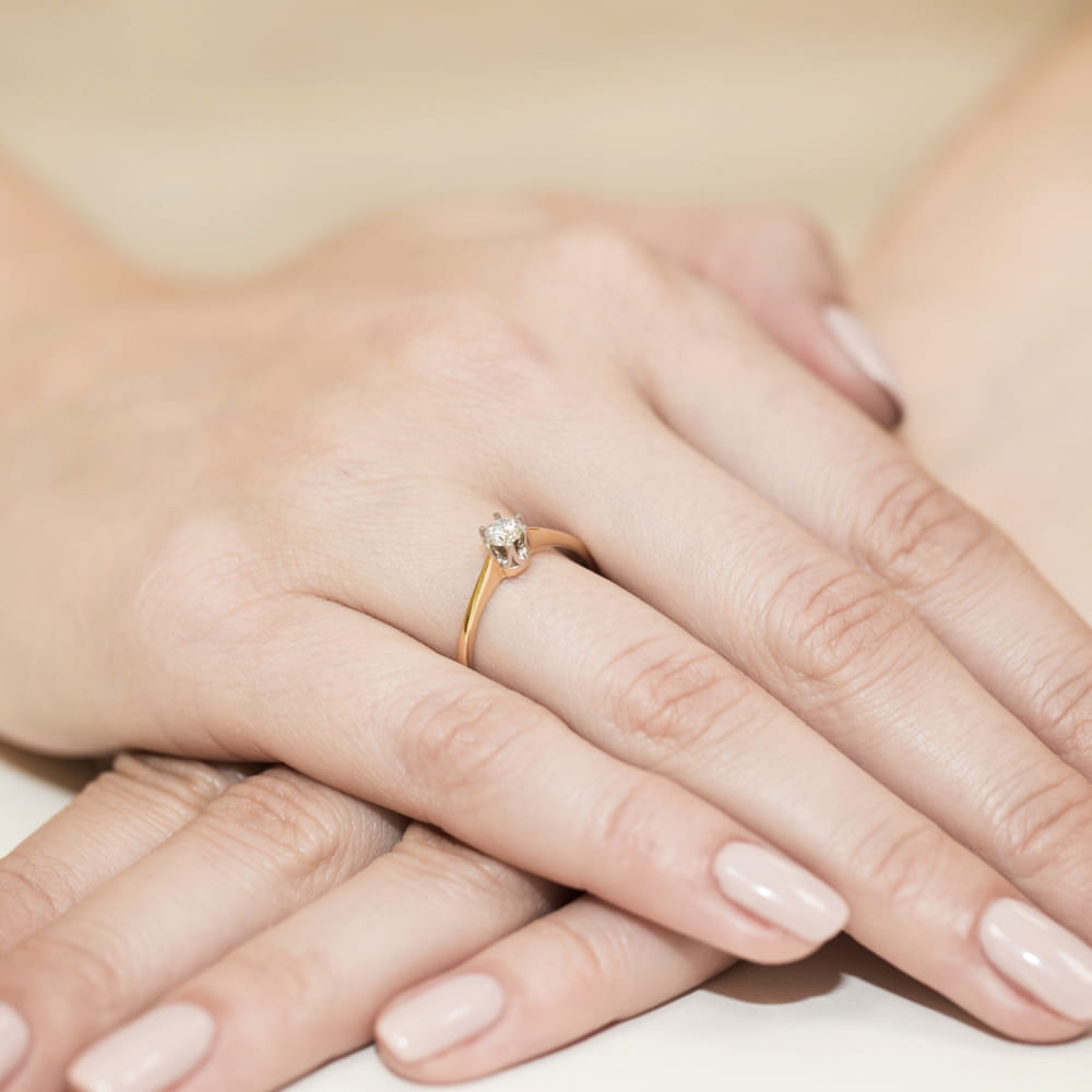 Pierścionek Diament 0,20ct żółte złoto 5 Pierścionek Diament 0,20ct żółte złoto - obrazek 4