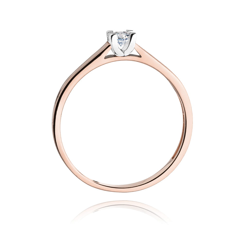 Pierścionek Diament 0,12ct różowe złoto 4 Pierścionek Diament 0,12ct różowe złoto - obrazek 3