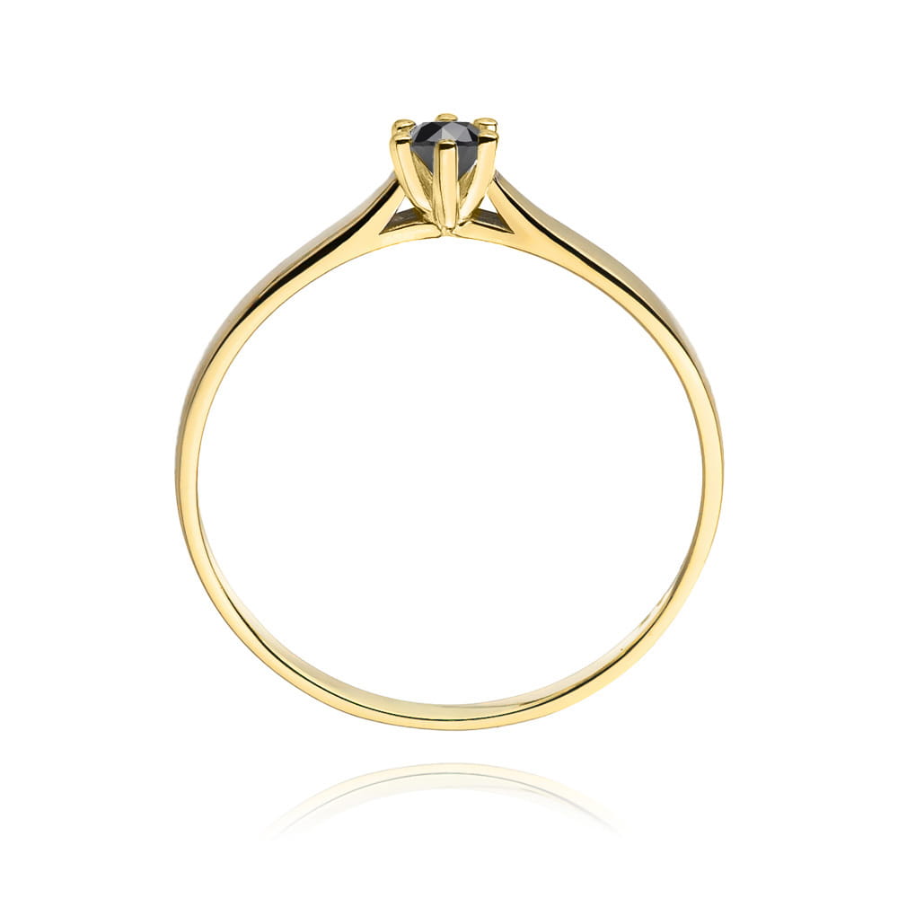 Pierścionek Czarny Diament 0,12ct żółte złoto 4 Pierścionek Czarny Diament 0,12ct żółte złoto - obrazek 3