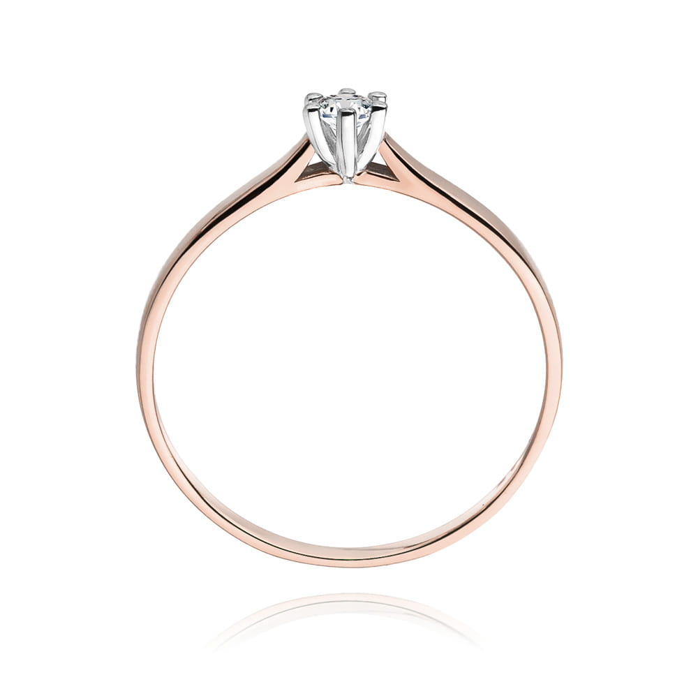 Pierścionek Diament 0,08ct różowe złoto 4 Pierścionek Diament 0,08ct różowe złoto - obrazek 3