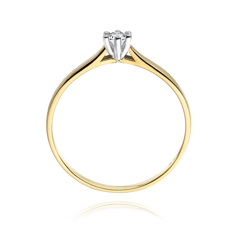 Pierścionek Diament 0,08ct żółte złoto 4 Pierścionek Diament 0,08ct żółte złoto - obrazek 3