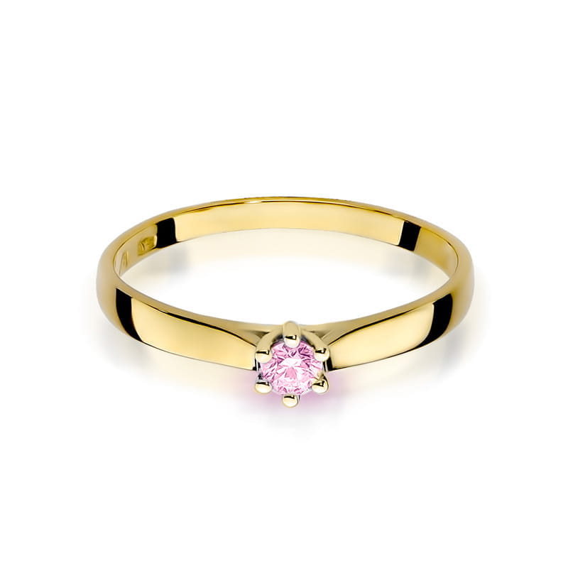 Pierścionek Różowy Topaz 0,15ct żółte złoto 3 15ct żółte złoto Jubiler Kraków BigDIAMOND