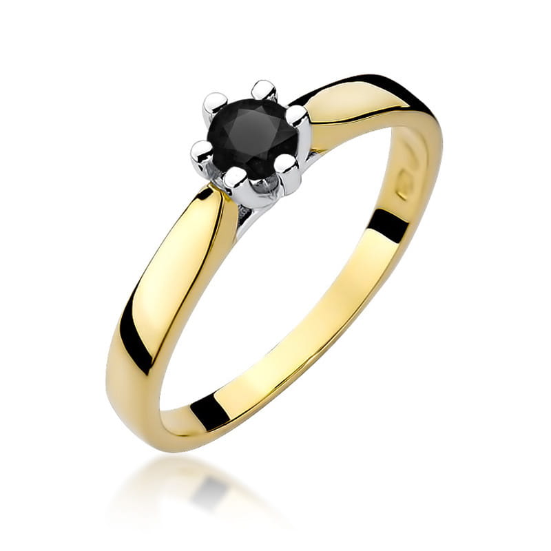 Pierścionek W222B Czarny Diament 0