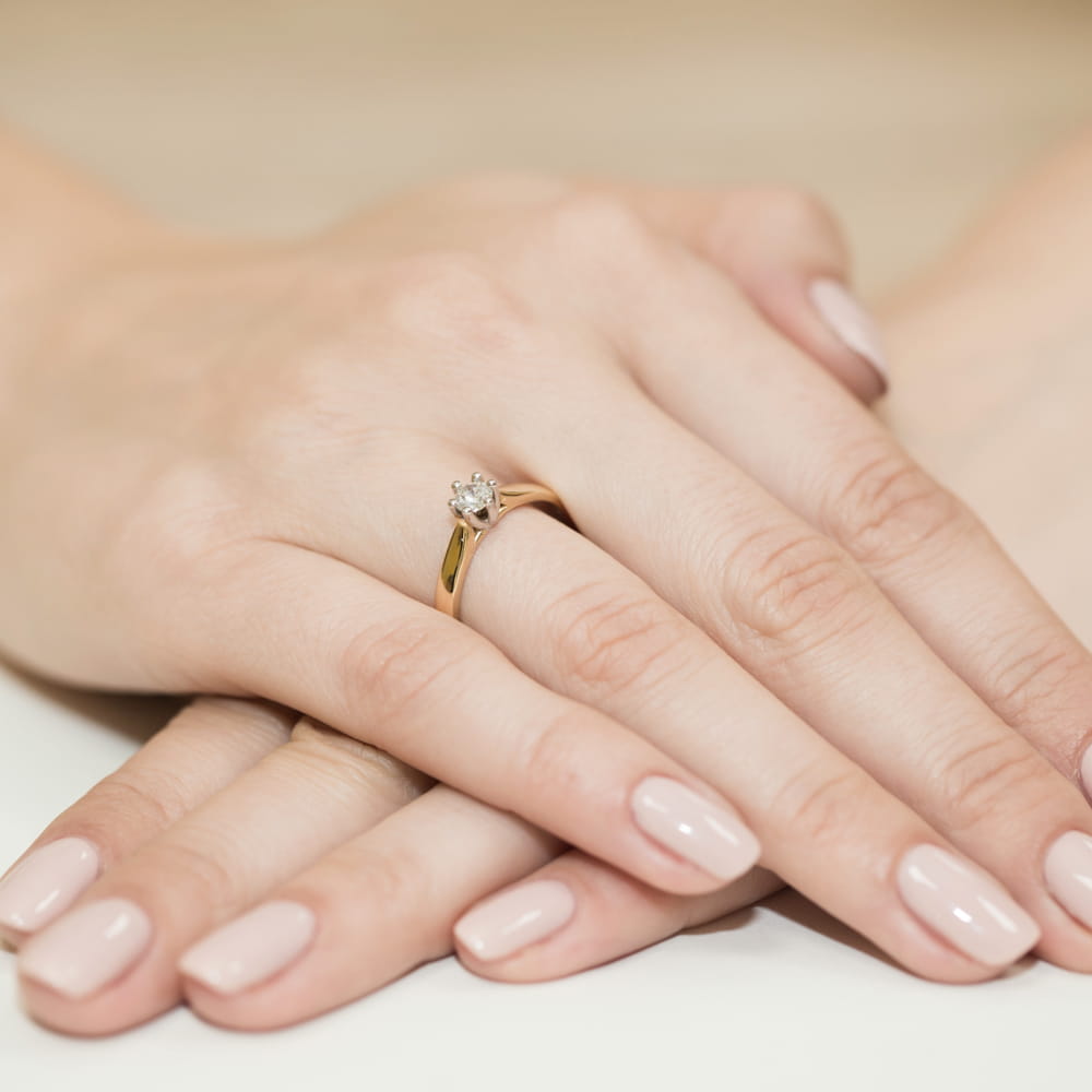 Pierścionek Diament 0,23ct żółte złoto 5 Pierścionek Diament 0,23ct żółte złoto - obrazek 4