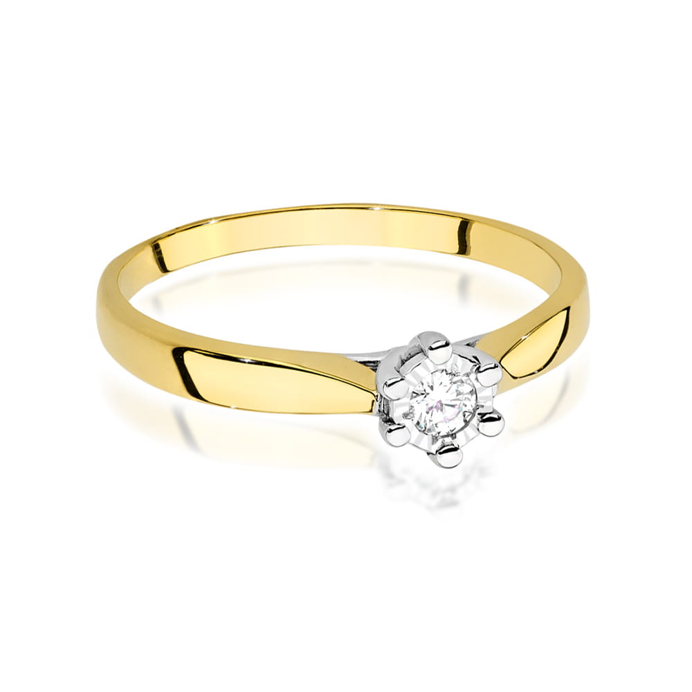 Pierścionek W222BT Diament 0,08ct żółte złoto 3 08ct żółte złoto Jubiler Kraków BigDIAMOND