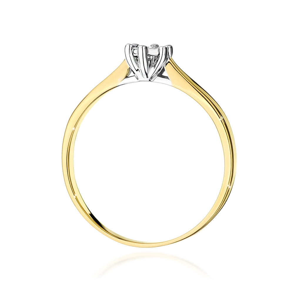 Pierścionek W222BT Diament 0,08ct żółte złoto 4 Pierścionek W222BT Diament 0,08ct żółte złoto - obrazek 3