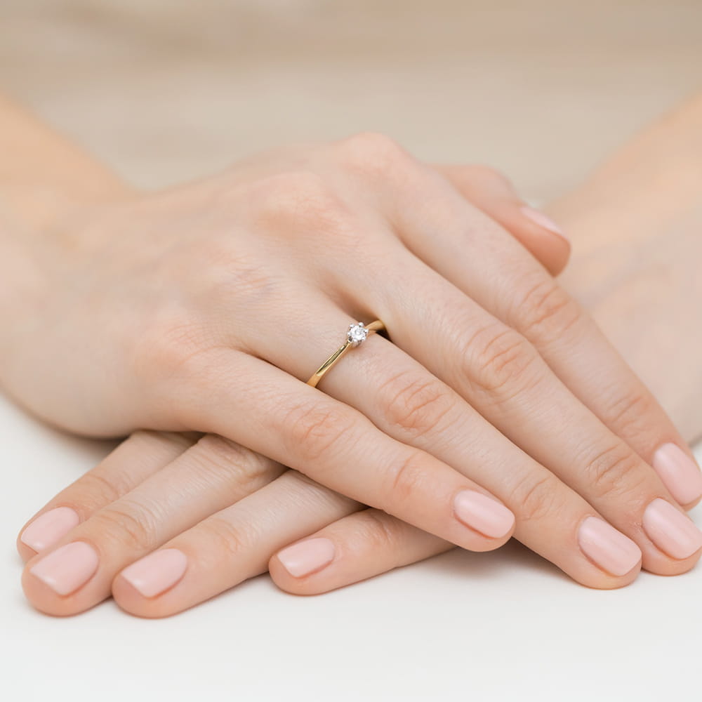 Pierścionek Diament 0,01ct żółte złoto 5 Pierścionek Diament 0,01ct żółte złoto - obrazek 4