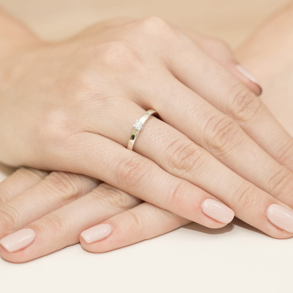 Pierścionek Diament 0,12ct białe złoto 5 Pierścionek Diament 0,12ct białe złoto - obrazek 4