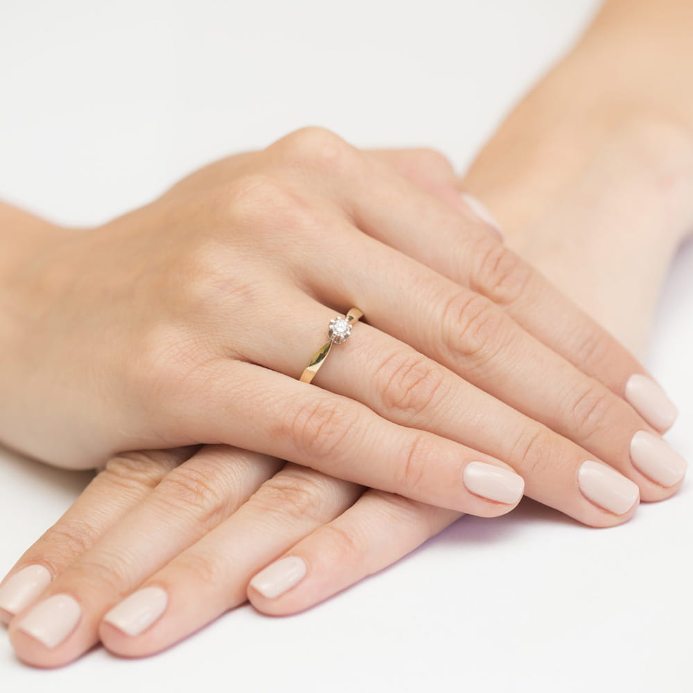 Pierścionek Diament 0,20ct żółte złoto 5 Pierścionek Diament 0,20ct żółte złoto - obrazek 4