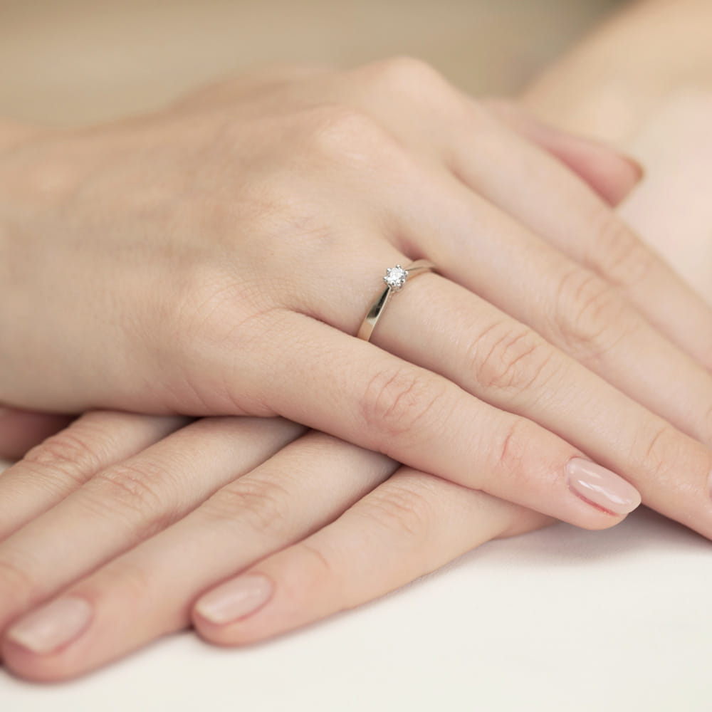 Pierścionek Diament 0,08ct białe złoto 5 Pierścionek Diament 0,08ct białe złoto - obrazek 4