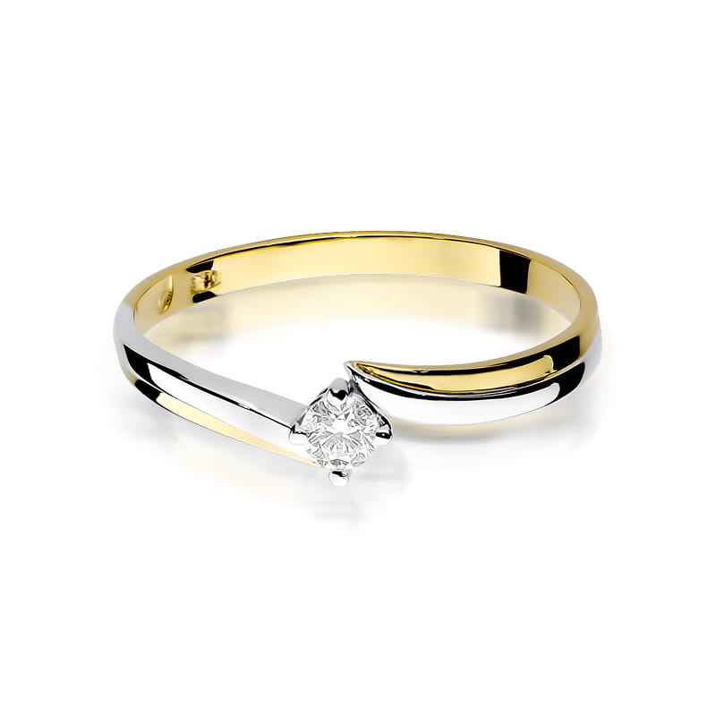 Pierścionek Diament 0,10ct żółte złoto 3 10ct żółte złoto Jubiler Kraków BigDIAMOND