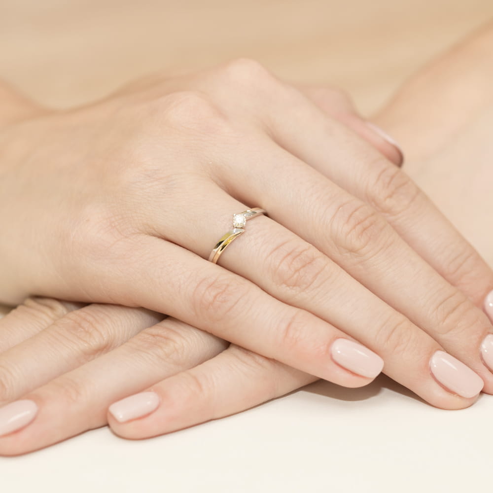 Pierścionek Diament 0,10ct żółte złoto 5 Pierścionek Diament 0,10ct żółte złoto - obrazek 4