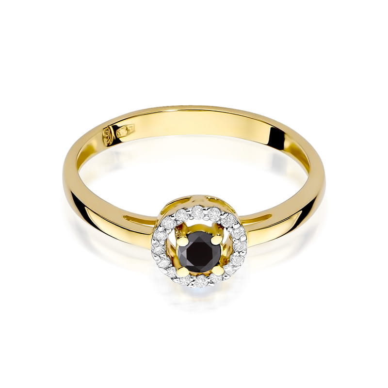 Pierścionek Czarny Diament 0,12ct żółte złoto 3 12ct żółte złoto Jubiler Kraków BigDIAMOND