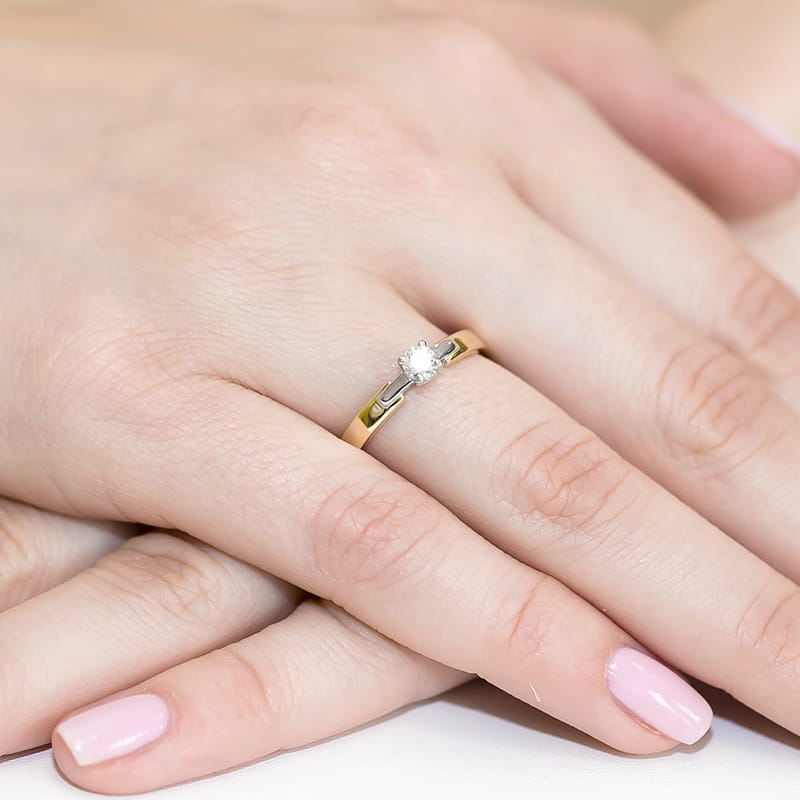 Pierścionek Diament 0,20ct żółte złoto 5 Pierścionek Diament 0,20ct żółte złoto - obrazek 4