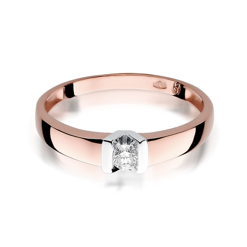 Pierścionek Diament 0,10ct różowe złoto 3 10ct różowe złoto Jubiler Kraków BigDIAMOND