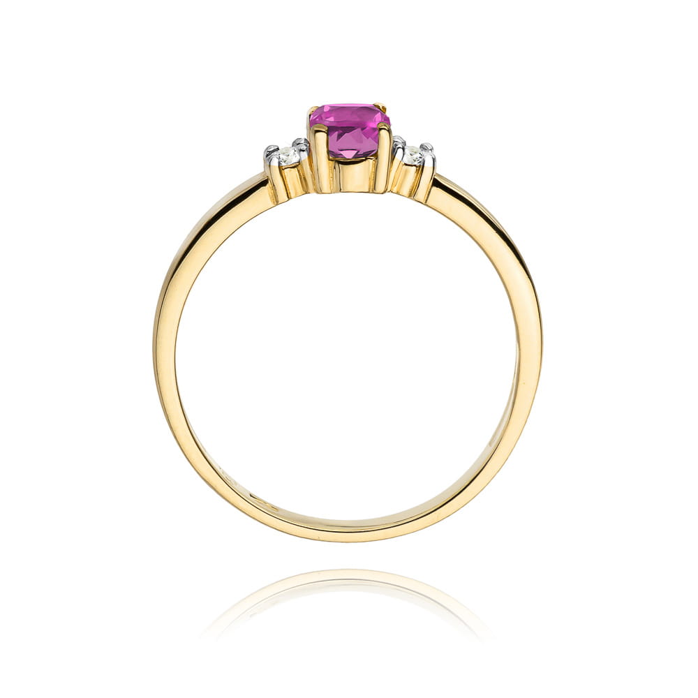 Pierścionek Różowy Szafir 0,45ct żółte złoto 4 Pierścionek Różowy Szafir 0,45ct żółte złoto - obrazek 3