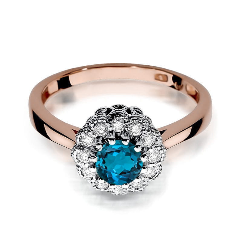 Pierścionek Topaz London Blue 0,50ct różowe złoto 3 50ct różowe złoto Jubiler Kraków BigDIAMOND