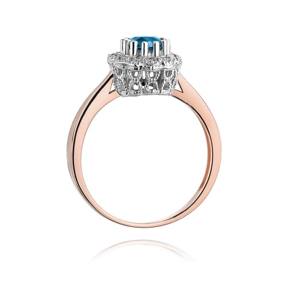 Pierścionek Topaz London Blue 0,50ct różowe złoto 4 Pierścionek Topaz London Blue 0,50ct różowe złoto - obrazek 3