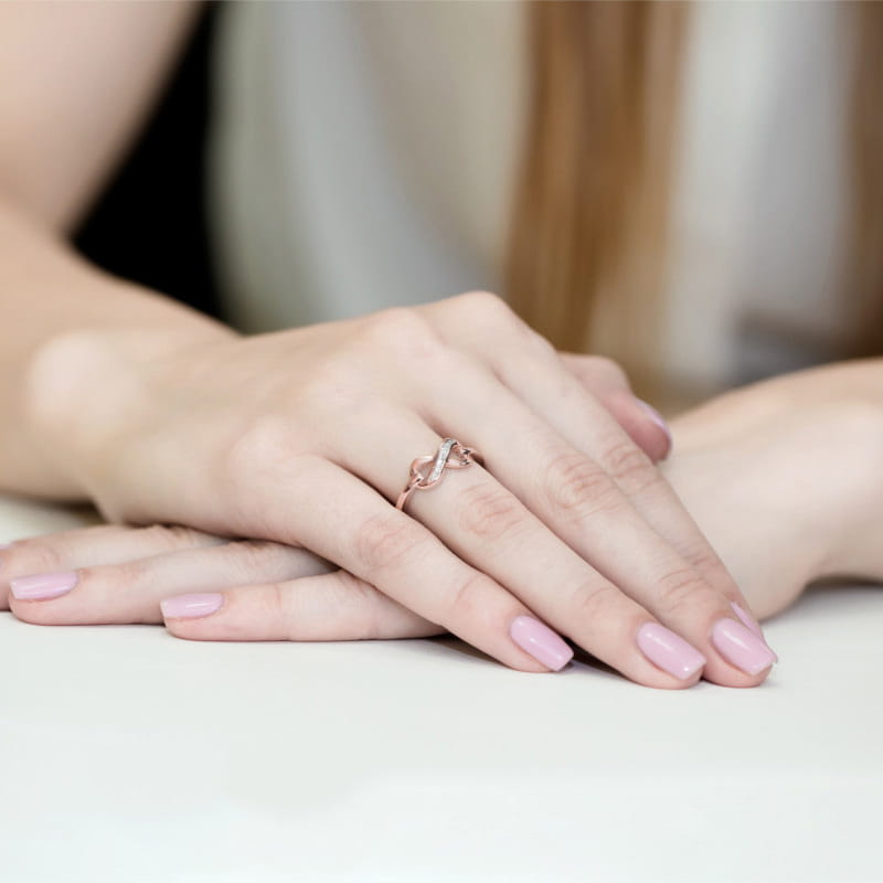 Pierścionek z diamentami różowe złoto 5 Pierścionek z diamentami różowe złoto - obrazek 4