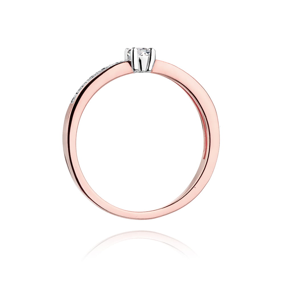 Pierścionek Diament 0,08ct różowe złoto 4 Pierścionek Diament 0,08ct różowe złoto - obrazek 3