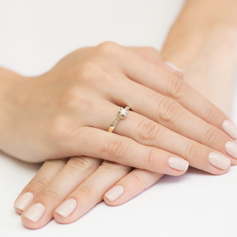 Pierścionek Diament 0,23ct żółte złoto 5 Pierścionek Diament 0,23ct żółte złoto - obrazek 4