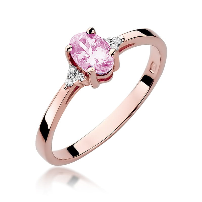 Pierścionek W301 Różowy Topaz 0