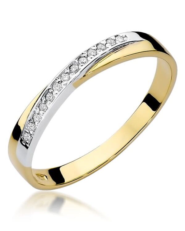 Pierścionek W305 z diamentami żółte złoto Jubiler Kraków BigDIAMOND