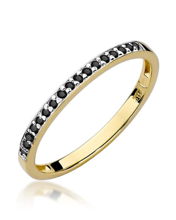 Pierścionek W306 z czarnymi diamentami żółte złoto Jubiler Kraków BigDIAMOND