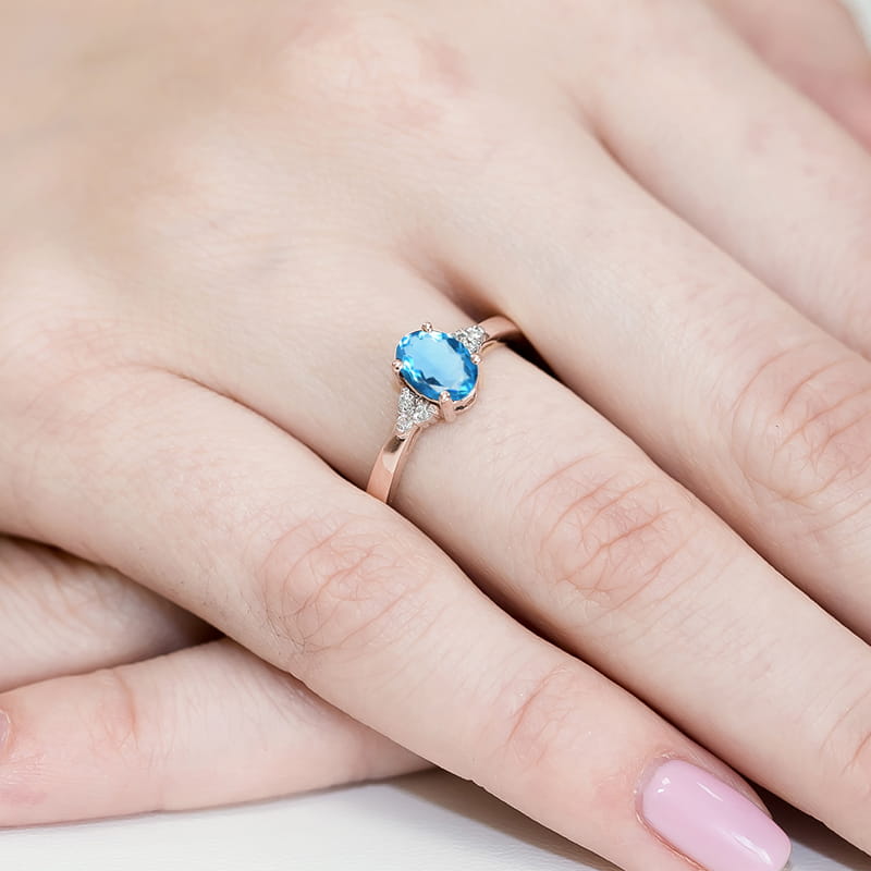 Pierścionek Topaz 0,90ct różowe złoto 5 Pierścionek Topaz 0,90ct różowe złoto - obrazek 4