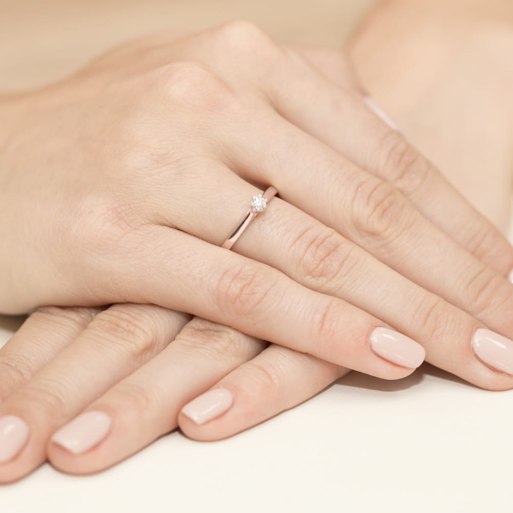 Pierścionek Diament 0,09ct różowe złoto 5 Pierścionek Diament 0,09ct różowe złoto - obrazek 4