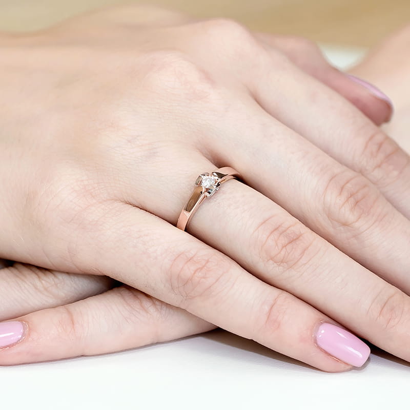 Pierścionek Diament 0,04ct różowe złoto 5 Pierścionek Diament 0,04ct różowe złoto - obrazek 4