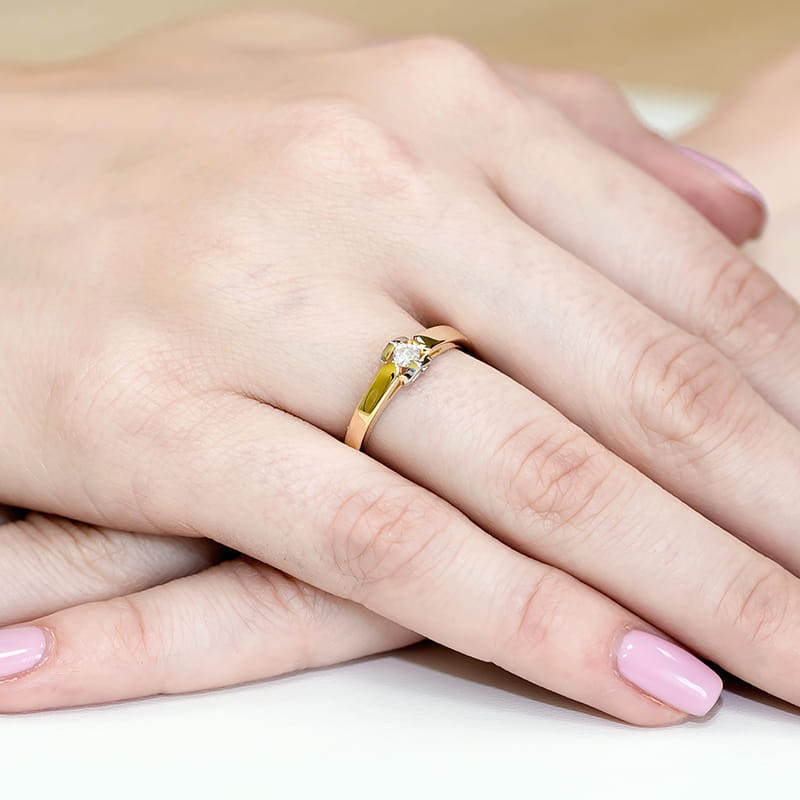 Pierścionek Diament 0,04ct żółte złoto 5 Pierścionek Diament 0,04ct żółte złoto - obrazek 4