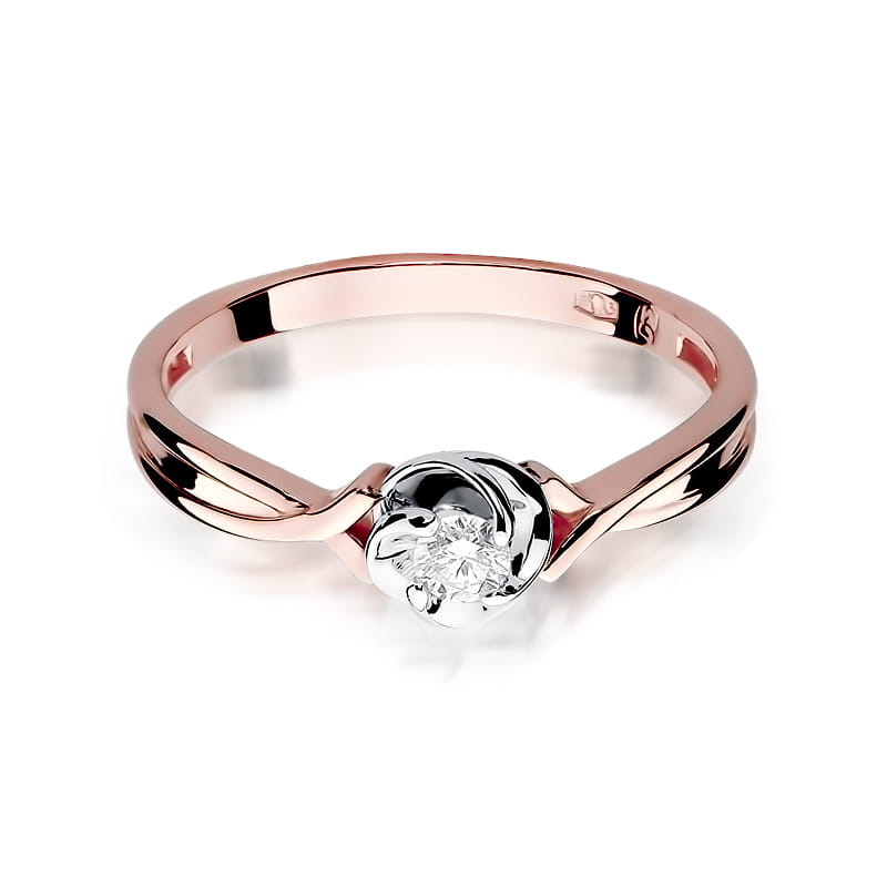Pierścionek Diament 0,10ct różowe złoto 3 10ct różowe złoto Jubiler Kraków BigDIAMOND