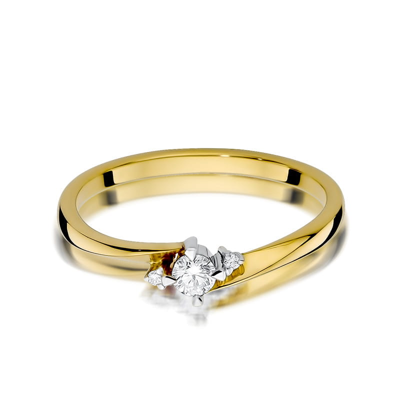 Pierścionek Diament 0,10ct żółte złoto 3 10ct żółte złoto Jubiler Kraków BigDIAMOND