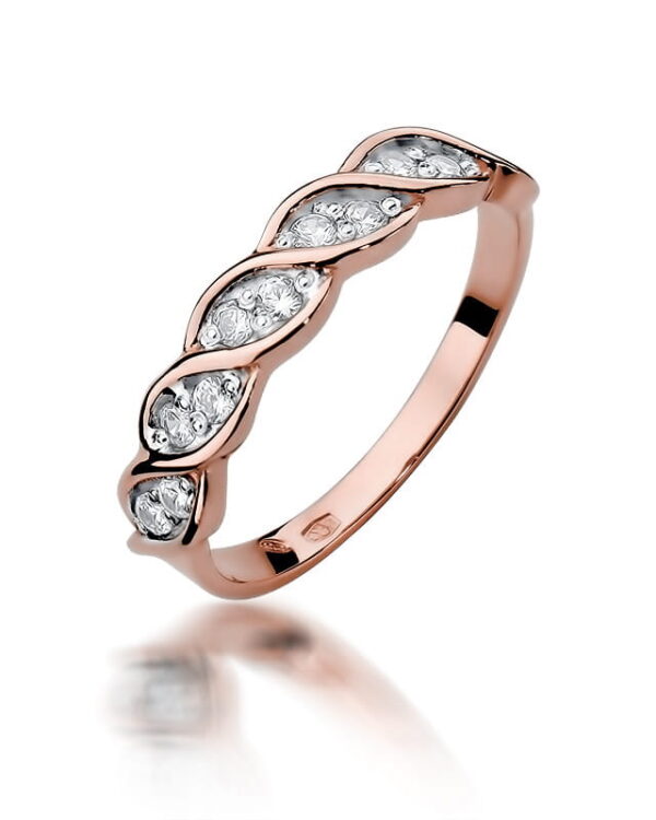 Pierścionek W349 z diamentami różowe złoto Jubiler Kraków BigDIAMOND