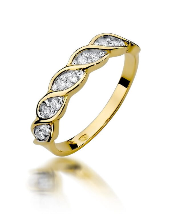 Pierścionek W349 z diamentami żółte złoto Jubiler Kraków BigDIAMOND